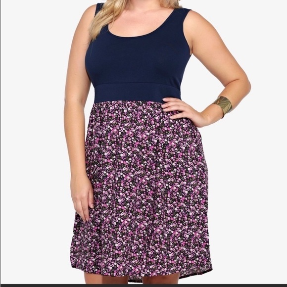 torrid Dresses & Skirts - Torrid blue pink leopard sleeveless scoop neck comfy sundress